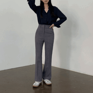 Same-day shipping tance high waist pintuck bootcut long slacks (2color) [length selection/S-XL/office look/guest look/wrinkled X]