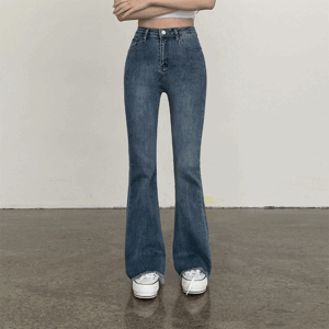 Same-day shipping Pet cutting High-waist spandex slim bootcut jeans [Summer jeans / Summer pants / New summer products / Picnic / Jeju look]
