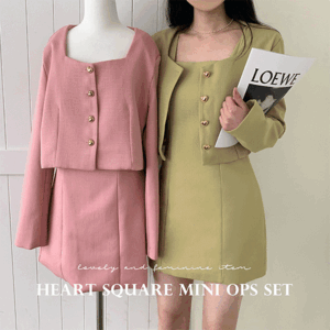 Same-day delivery Shuhua Loose fit Cropped jacket + Mini dress set (4 colors) [Guests&#039; look / Spring dress / Sleeveless dress / Spring jacket / Tweed jacket / Interseasonal / Spring shoe look]