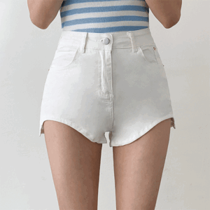 Same-day delivery Madin High waist Slim Unbalanced cutting Spandex Shorts (4 colors) [Summer pants/Denim/Summer new/Summer pants/Vacation look/Jeju Island look/Festival]