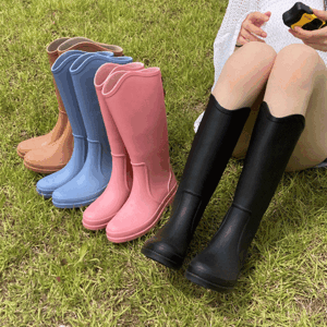 Helle Western Long Rain Boots (4 colors) [New Summer / Jangma Look / Boots / Long Boots / Walker Boots / Height]