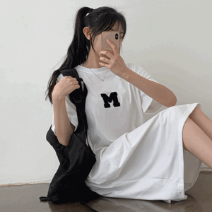 Same-day delivery Rita Oversized fit Bookle Lettering Long dress (5 colors) [New summer product / Big Size / Overseas / Vacation Look / Picnic / Cotton Tee / Big Size Dress]