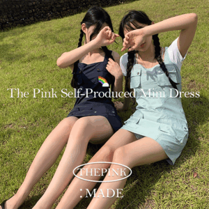 [Pink Production/44–55] Necklace Pocket Suspenders Mini Dress (3 colors) [New Summer Dress/Rain Boots Coordination/Vacation Look/Vacation]