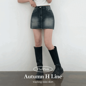 Pouch basic fit denim washing mini skirt [New fall/Denim/Jeans styling/Seasonal skirt/y2k]
