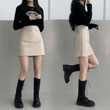 Dane Leather A-Line Mini Skirt (5 colors) [In-between seasons/fw/autumn new product]