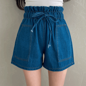 Tulip High Waist Banding Wide Denim Shorts (2 colors) [New Summer / Summer Denim / Blue / Shorts / Vacation Look / Festival]