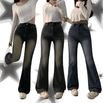 [Short, Ki, Long, Length] Qurang High-Waist Slim Washed-Out Bootcut Jeans (6 colors) [Denim Pants/Vintage/y2k/Short Girl]