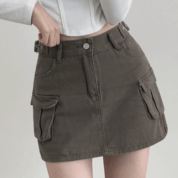 Funa Belt Mini Cargo Skirt (2 colors) [New Winter/y2k/Vintage]