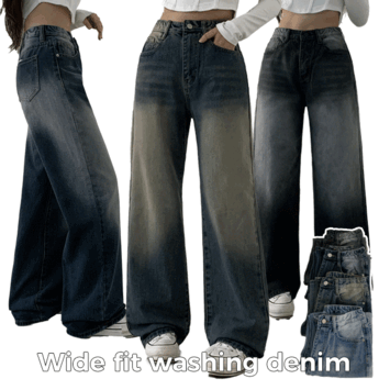 [choose short, basic, long/length] savvy high-waist wide back-banding washing jeans (4 colors) [vintage/cotton denim/y2k/fw new]