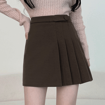 Amo suede half pleats mini skirt (2 colors) [New winter product / Preppy look / School uniform / High teen / Short girl]