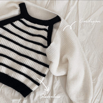Cushing Sangapara Halterneck Sleeveless + Volero Cardigan Set (2 colors) [Two Piece/Feminine/Autumn Cardigan/y2k]