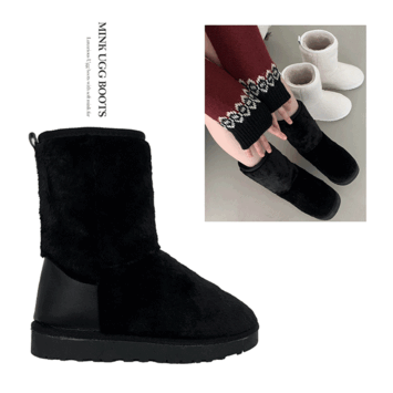 Laming mink fur middle boots (2 colors) [New winter/Ugg boots/Daily item]