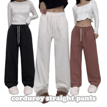 Cooky corduroy napping banding straight pants (5 colors) [short girl / tall girl / corduroy pants / napping sweat pants / napping pants]