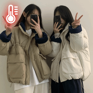 With Oversized Fit Coloring String Down Jacket (3 colors) [New Winter/Winter Outer/Padding Jacket/Corduroy Padding/Short Girl]