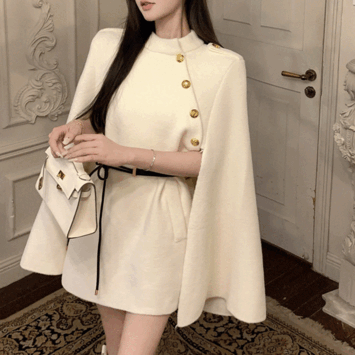 Dao Layered Wool Cape Jacket (2 colors) [New winter product / Guest dress / Short woman]