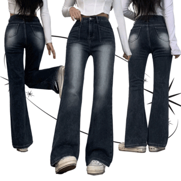 [Fit Art] Romu High-Waist Semi-Bootcut Napping Jeans (2 colors) [Short girl / Cotton Pants / y2k / Wide Pants / Winter Pants / Cold Wave]