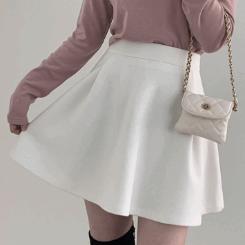 Bring Flare Wool Napping Mini Skirt (3 colors) [Short girl / A-line Skirt / Pleated Skirt / Inside Underpants]