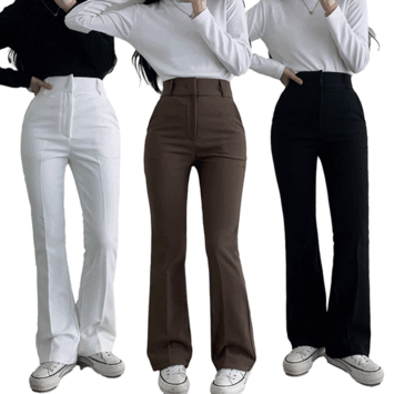 [Short, gib, long/length] Cami high-waist semi-bootcut napping slacks (3 colors) [Office look/winter pants/winter slacks/new winter/year-end gathering/body correction]