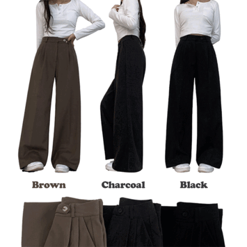 [Short, Ki, Long / Length] Maku High Waist Two Pin Tuck Wide Napping Slacks (3 colors) [Short Girls / New Winter / Office Look / Winter Pants / Year-end Look]