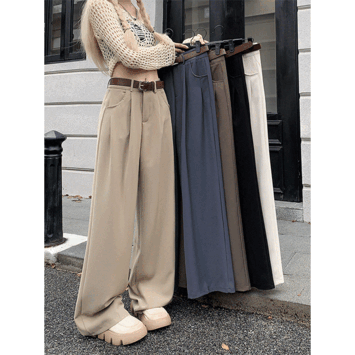 Daeber High Waist Two-Pinch Tuck Slacks (5 colors) [Cargo Pants / Guest Look / Wide Pants]