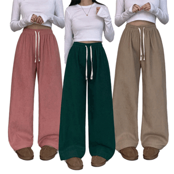 [1+1 Discount] Colored wide corduroy banding pants (5 colors) [Short girl / Sweat / New winter / Corduroy pants]