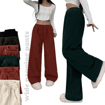 [Fit Great / Length Selection] Teager Corduroy Banded Wide Napping Pants (6 colors) [Short Girls / New Winter / Corduroy Pants / Long Pants]