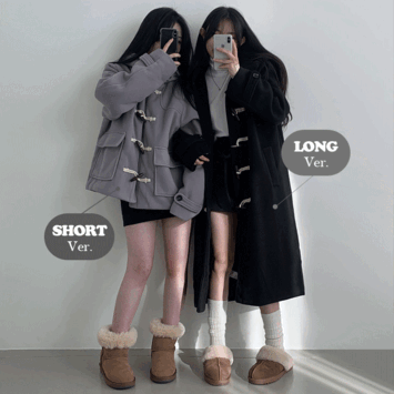 [Short, long/length choice] Mona hooded tteokbokki long &amp; short coat (2 colors) [Short jacket / New winter product / Winter outer / Quilted lining / Double coat]