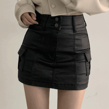 car and leather cargo mini skirt [winter skirt/short girl/vintage/y2k/]