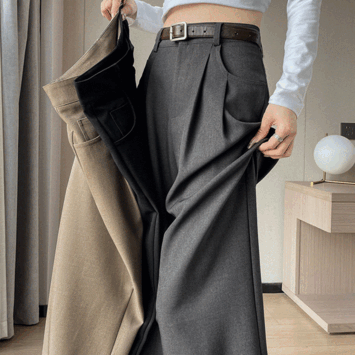 Tteokbokki High Waist Two Pin Tuck Wide Slacks (3 colors) [Suit / Office Look / Pin Tuck Pants / Chalang]