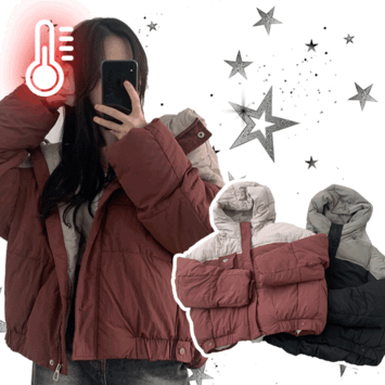 [y2k/Extremely warm] U-kit loose-fit coloring hooded short padded coat (2 colors) [Short girl / Winter outer / Padded jumper]