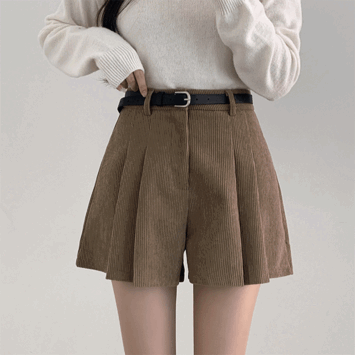 [belt set] Evang Corduroy Pintuck Shorts (3 colors) [New Winter/Winter Pants/Skirt Pants/Winter Look/Short Girl]