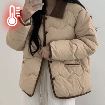 [1+1 Discount] Cardu Loose Fit Corduroy Collar Coloring Padding (4 colors) [/Big Size Padding/Winter Outer / Short Girl / Lightweight Padding/Winter Outer]