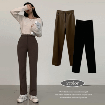 [Basic, Long,/G length] Mobi High-Waist Slim Fleece-Lined Slacks (2 colors) [New Winter/Winter Guest Look/Short Girls Slacks/