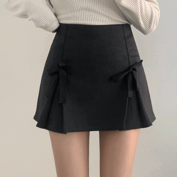 [Domestic Production/High Quality] Mulka Ribbon Pleats Mini Skirt (2 Colors) [Winter Skirt/Short Girl Skirt/New Winter/Pretty Look]