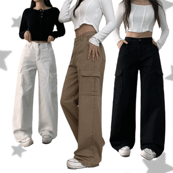 Regal High Waist Wide Cargo Cotton Pants (3 colors) [New fw / Going to work look / Short Girl Cargo Pants / Beige Pants]