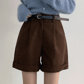 [belt set] Avant Corduroy Shorts (3 colors) [New Winter/Winter Women&#039;s Pants/Winter Pants/Winter Styling/Short Girl]
