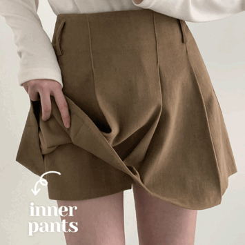 Oti Pintuck Back Banding Pleated Mini Skirt (3 colors) [Short girl / Date look / New winter / Underpants built in / Winter skirt]