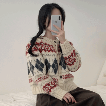 Jewelry Nordic Knit Cardigan (2 colors) [New Winter/Lovely/Short Girl/Unique Look]