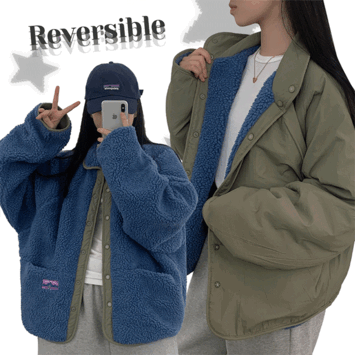 Luya Reversible Double-Sided Fleece (2 colors) [New Winter / Winter Outer / Short Girl / Jumper / Wool / Big Size / Wool]