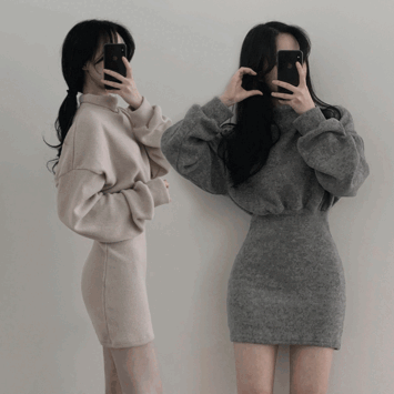 [Fit Art] Momo Turtleneck Mini Dress (3 colors) [year-end/half turtleneck/fleece-lined dress/peach fleece/year-old look/winter dress]