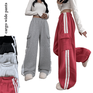 [y2k/Extremely warm] Tony Napping Track Cargo Wide Pants (5 colors) [High-waist/Sweat Pants/Winter Pants]