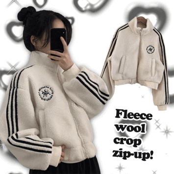 Larun soft wool crop zip-up [winter outer / short girl / soft jacket / wool jacket / year-end / year-end outer]