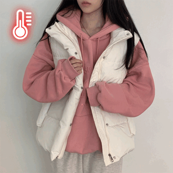 Hami Oversized Fit High-Neck Padded Vest (2 colors) [Short Girl/New Winter/Cook-Look/Jumper/Light Padded Jacket]