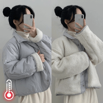 Afterwards Coloring Wool Double-Sided Jumper (3 colors) [Soft / Fur Jacket / Fleece / Year-end / Fur Padded / Short Padded / Short Jumper]
