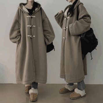 [Lining whole wool] Hooding king oversized fit wool hooded bomber jacket (2 colors) [long coat/fur coat/tteokbokki coat/ hooded jacket/year-end]