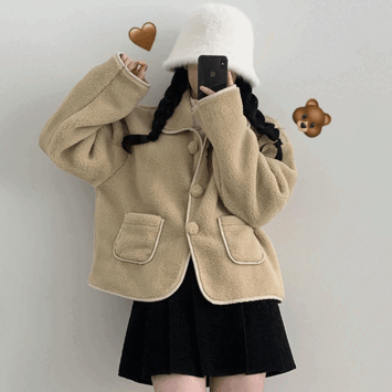 Juran Oversized-fit Soft Wool Collar Jacket (3 colors) [Short Girl/Winter Outer/Winter Jacket/Pur jacket/Fleece/Oversized fit/Loose fit]