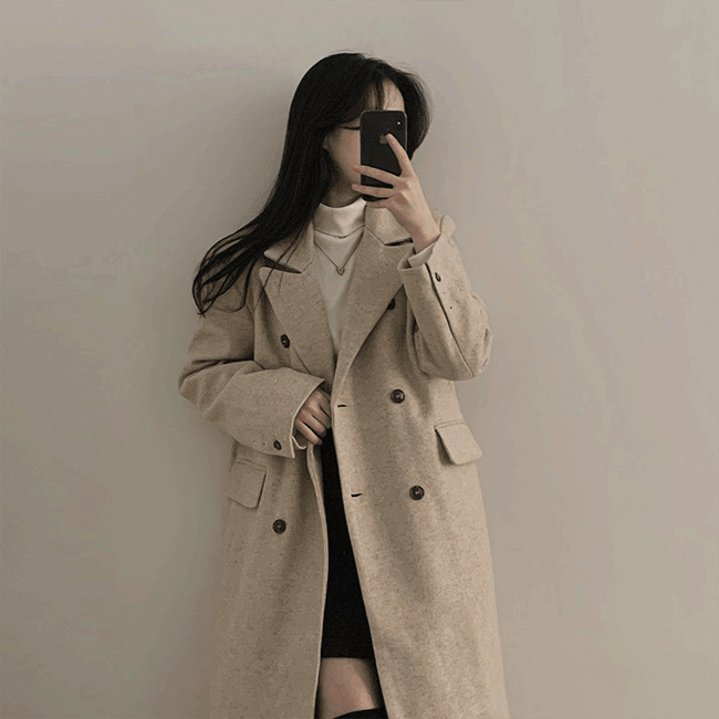 [Winter must-have item] Bram Overfit Wool Double Long Coat (2 colors) [Winter Outer / Short Girl Coat / Winter Long Coat / Salmon Look / Wool Coat / Double Coat]