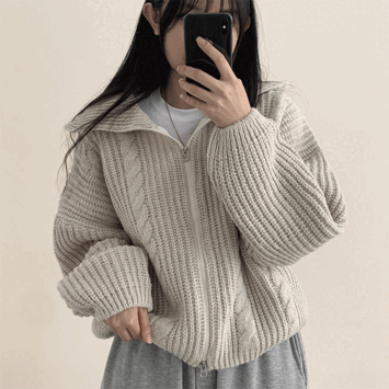 Lenti Oversized Fit Hachi Knitted Two-Way Zip-Up (5 colors) [New Autumn / Autumn Cardigan / Knit Coordination]