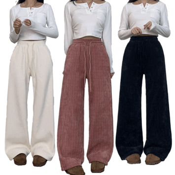[Short, gib, long/length choice] Li Kong High-Waist Corduroy Wide Napping Pants (4 colors) [Short girl / Daily look / New winter / Napping pants]