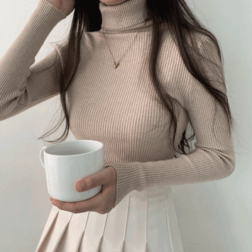 [1+1 Discount] Wandi Slim Turtleneck V-Neck Knitwear (7 colors) [Basic item / Short girl / Office look / New winter / Turtleneck]